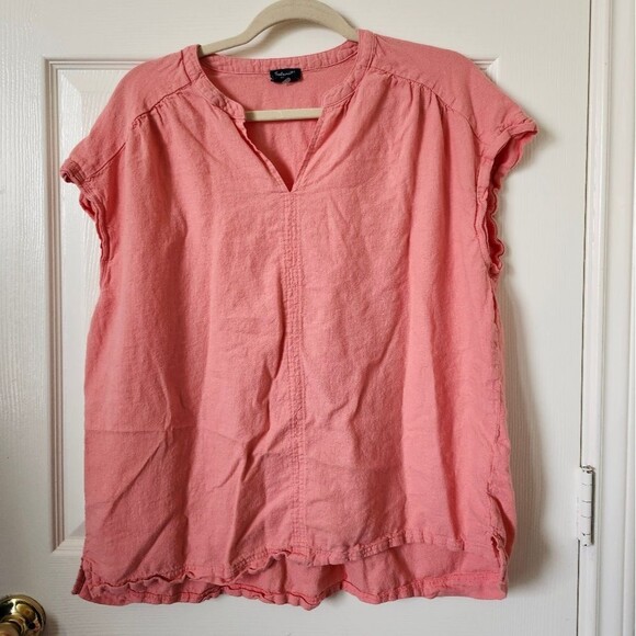 Splendid Coral Pink Suplice Linen Blend Women's Pink Top XXL - Picture 2 of 9